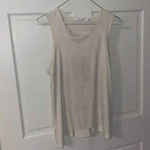 Bishop + young creme suede-front top